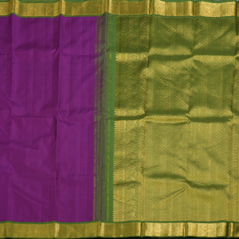 Hayagrivas Purple Kanjivaram Silk Saree with Olive Green Border BBD822I1-1