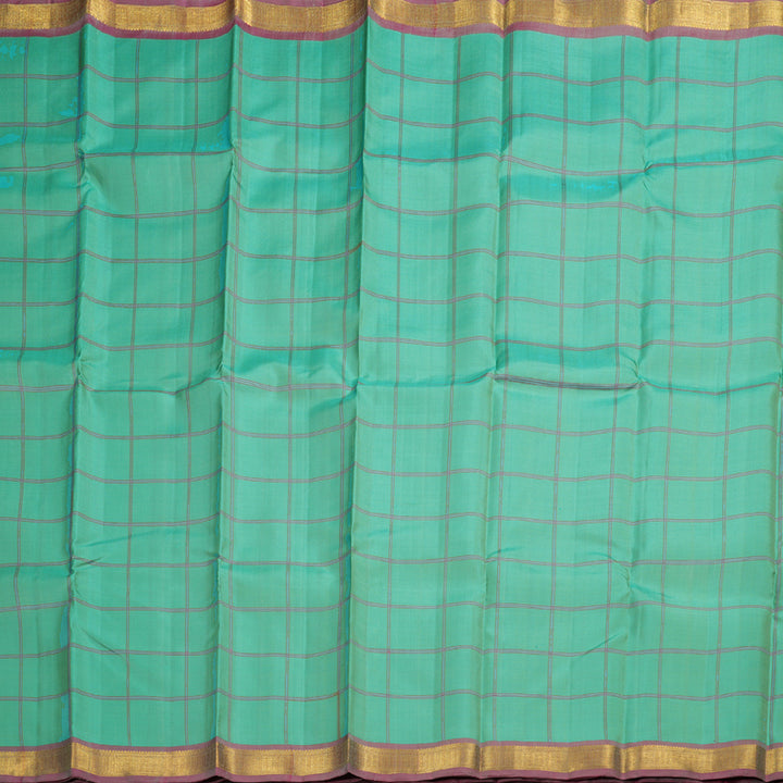 Hayagrivas Pastel Green Handloom Kanjivaram Silk Saree with Pink Border BBD824I2-2