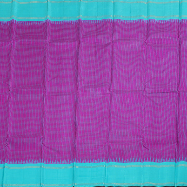 Hayagrivas Purple Kanjivaram Silk Saree with Sea Blue Border BBD825I1-1