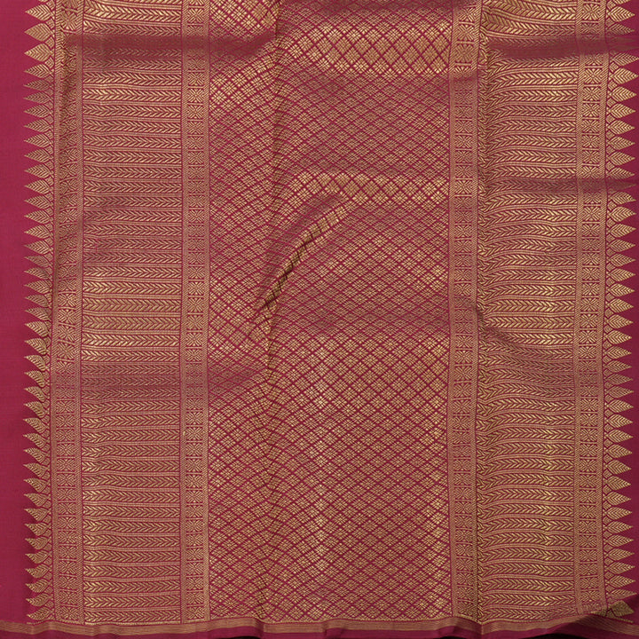 Hayagrivas Red And White Checkered Kanjivaram Silk Saree with Maroon Border BBD827I1-1