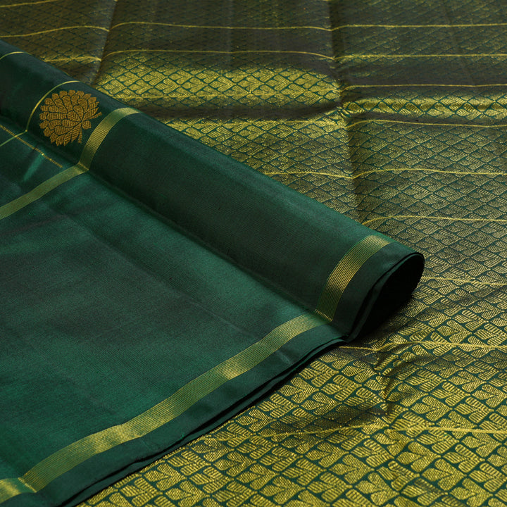 Hayagrivas Metallic Bottle Green Handloom Kanjivaram Silk Saree BBD828I1-1