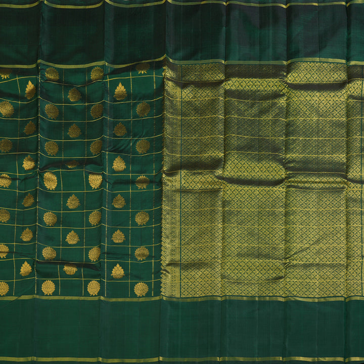 Hayagrivas Metallic Bottle Green Handloom Kanjivaram Silk Saree BBD828I1-1