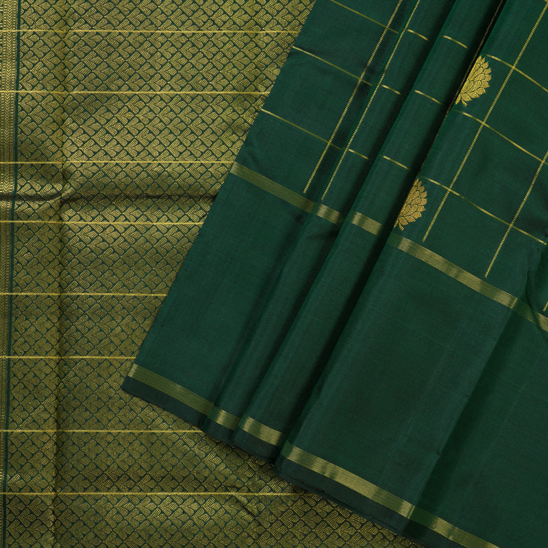 Hayagrivas Metallic Bottle Green Handloom Kanjivaram Silk Saree BBD828I1-1