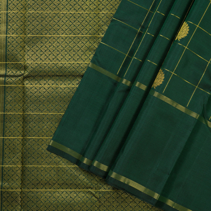 Hayagrivas Metallic Bottle Green Handloom Kanjivaram Silk Saree BBD828I1-1