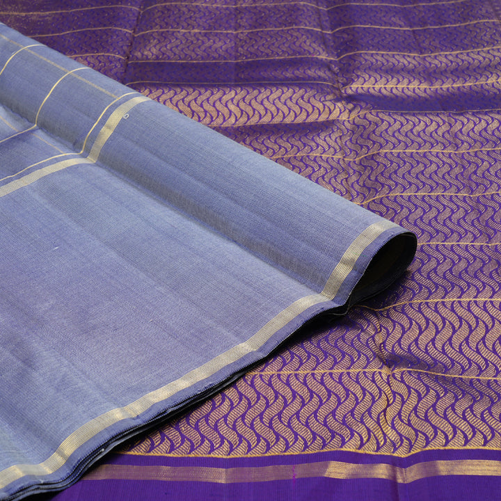 Hayagrivas Dual Tone (Grey with Blue) Handloom Kanjivaram Silk Saree BBD828I1-8