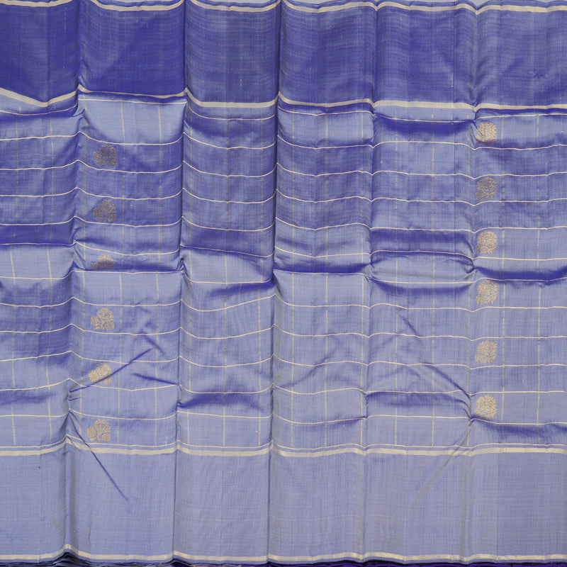 Hayagrivas Dual Tone (Grey with Blue) Handloom Kanjivaram Silk Saree BBD828I1-8