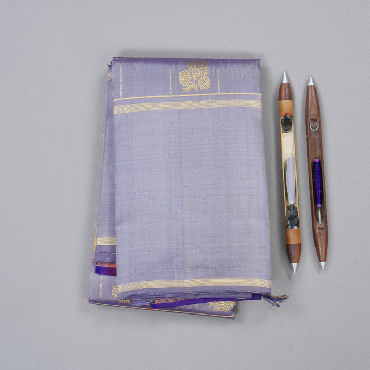 Hayagrivas Dual Tone (Grey with Blue) Handloom Kanjivaram Silk Saree BBD828I1-8