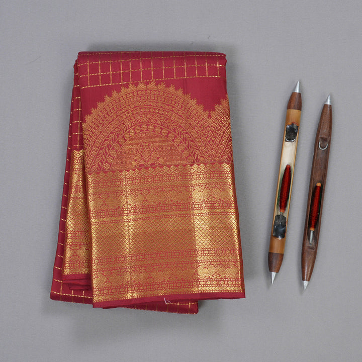 Hayagrivas maroon Kanjivaram Silk Saree with Maroon Border - BBD833I1-1