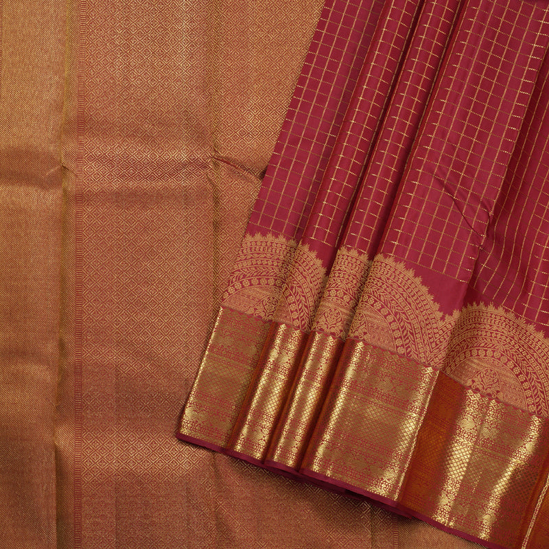 Hayagrivas maroon Kanjivaram Silk Saree with Maroon Border - BBD833I1-1