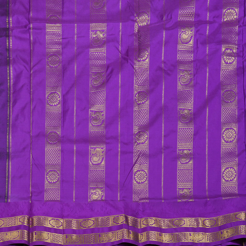 Hayagrivas Handloom Bottle Green Ten Yards Silk Saree with Magenta Border BBD834I7-4