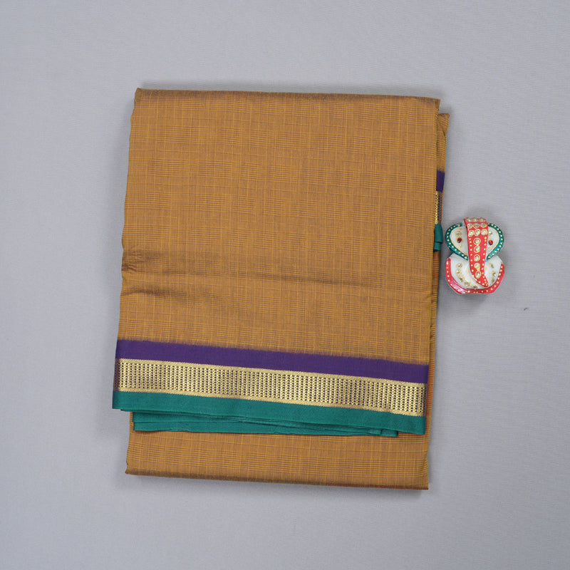 Hayagrivas Ten Yards Semi Silk Saree in Elegant Fenugreek BBD835I3-4