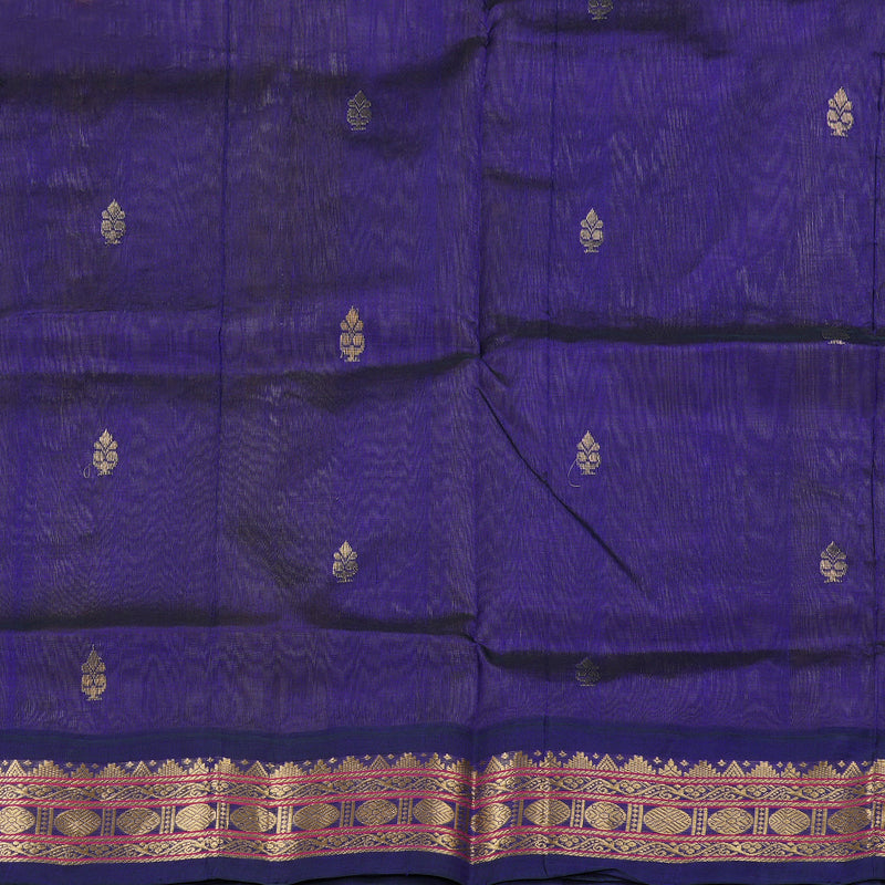 Hayagrivas Beige With Blue Handloom Silk Cotton Saree BBD837I10-3