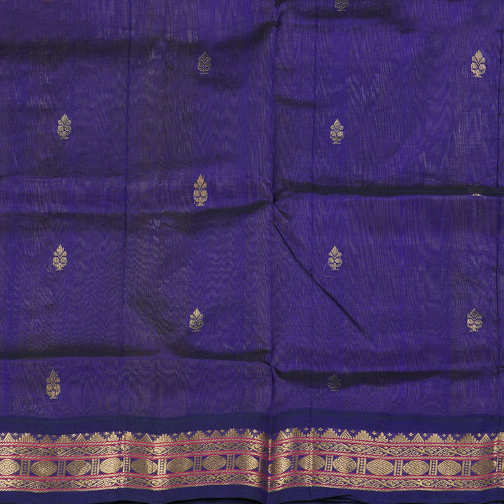 Hayagrivas Beige With Blue Handloom Silk Cotton Saree BBD837I10-3