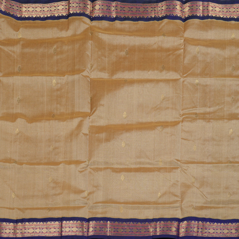 Hayagrivas Beige With Blue Handloom Silk Cotton Saree BBD837I10-3