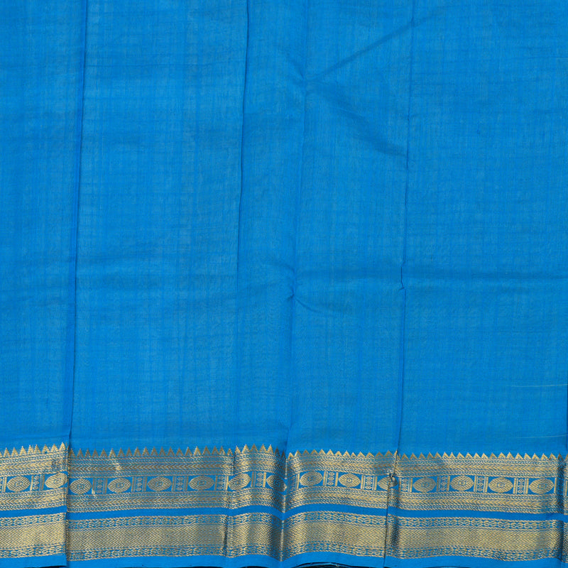 Hayagrivas White With Blue Handloom Silk Cotton Saree BBD837I2-3