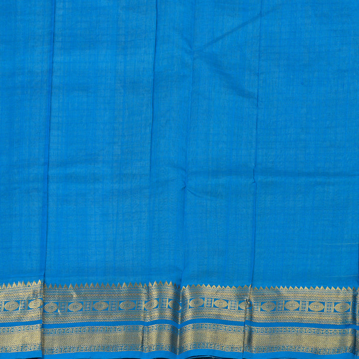 Hayagrivas White With Blue Handloom Silk Cotton Saree BBD837I2-3