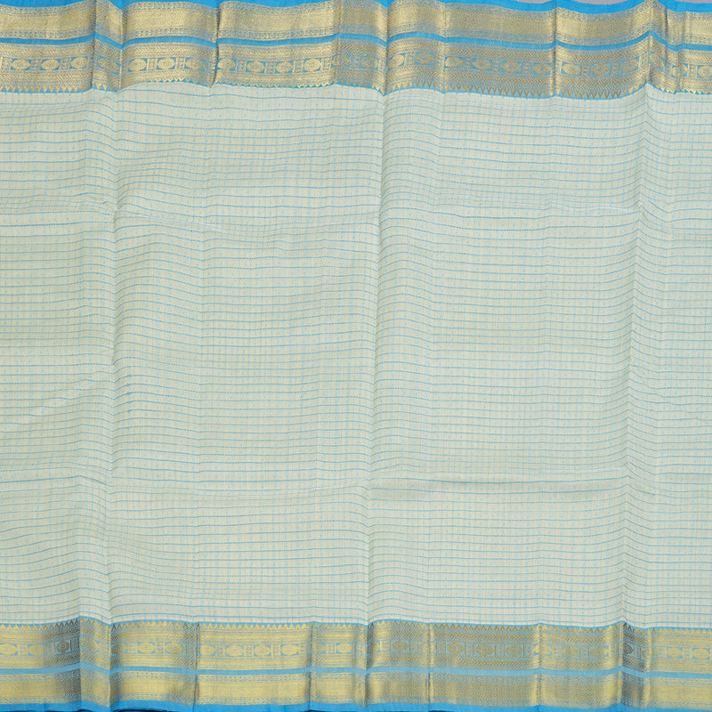 Hayagrivas White With Blue Handloom Silk Cotton Saree BBD837I2-3