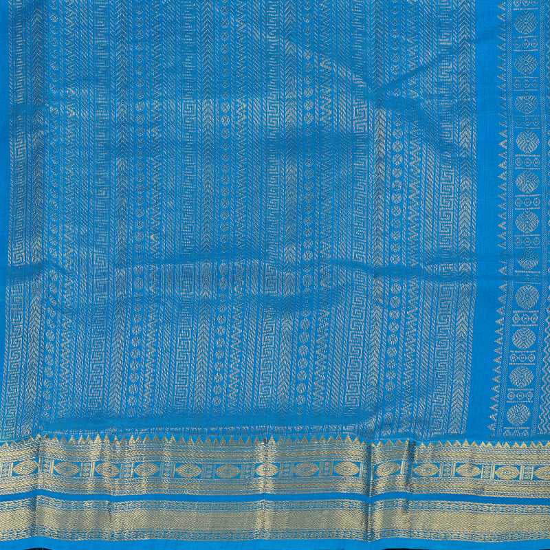 Hayagrivas White With Blue Handloom Silk Cotton Saree BBD837I2-3