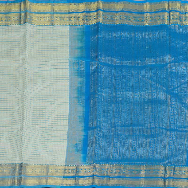 Hayagrivas White With Blue Handloom Silk Cotton Saree BBD837I2-3