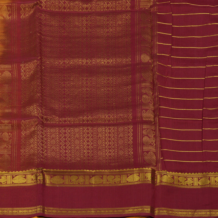 Hayagrivas Pure Silk Cotton saree in Mango Yellow with Maroon BBD837I4-11