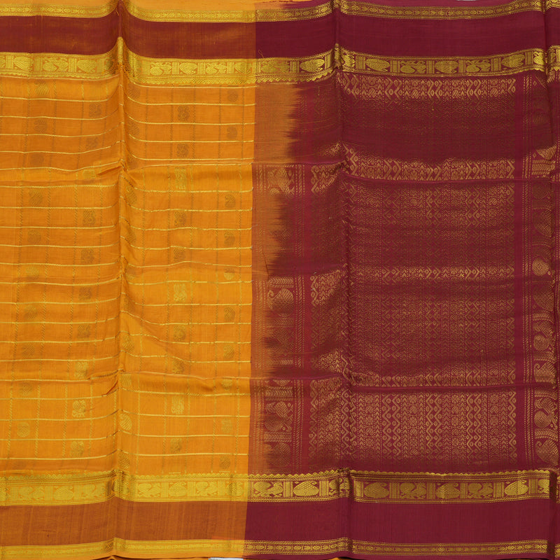 Hayagrivas Pure Silk Cotton saree in Mango Yellow with Maroon BBD837I4-11