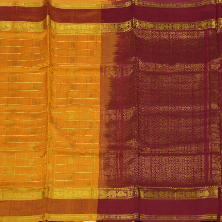 Hayagrivas Pure Silk Cotton saree in Mango Yellow with Maroon BBD837I4-11