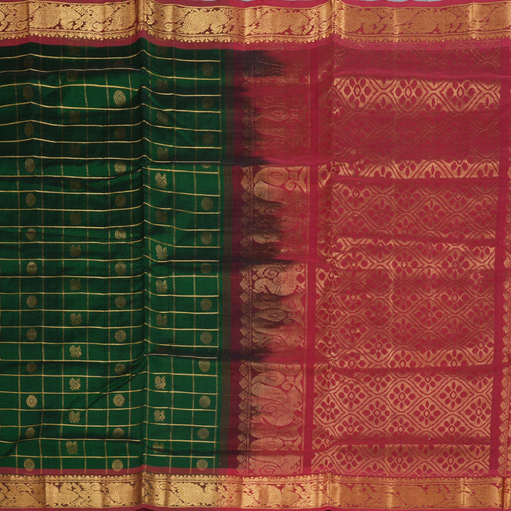 Hayagrivas Handloom Jari Checks Silk Cotton Saree BBD837I4-5