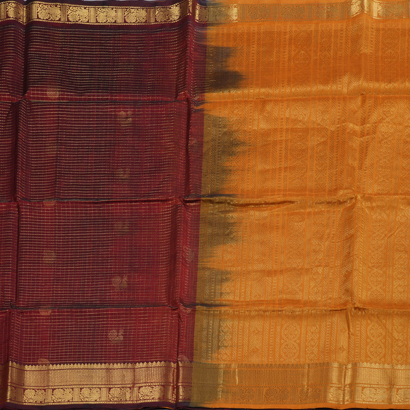 Hayagrivas Wine Maroon With Mango Yellow Silk Cotton Saree BBD839I6-13