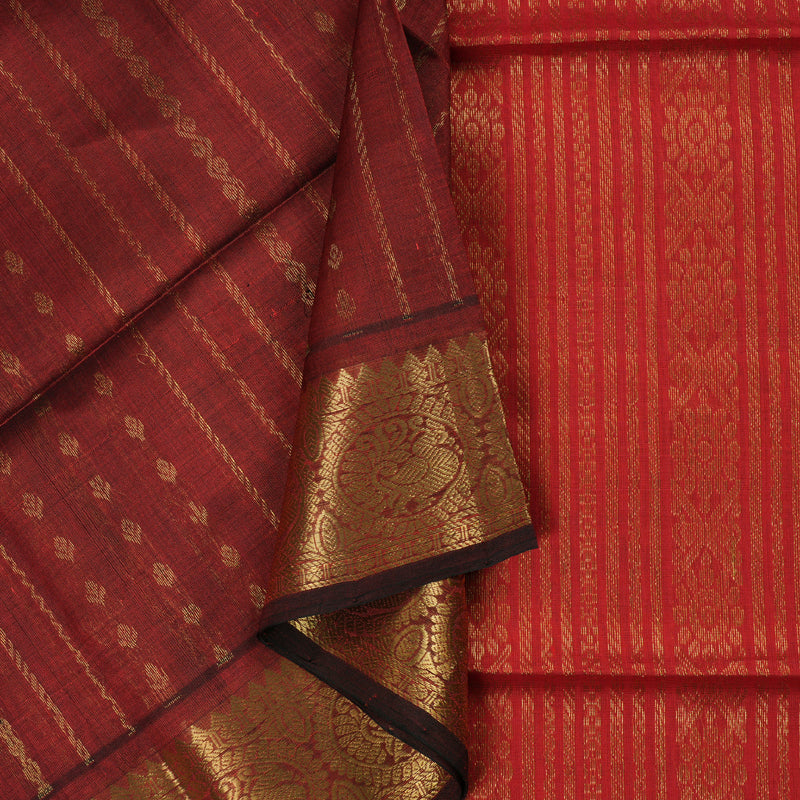 Hayagrivas Handloom Wine Body With Red border Silk Cotton Saree BBD839I6-14