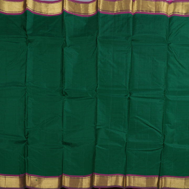 Hayagrivas Bottle Green Handloom Kanjivaram Silk Saree with Purple Border BBD842I1-18