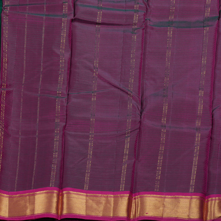 Hayagrivas Bottle Green Handloom Kanjivaram Silk Saree with Purple Border BBD842I1-18