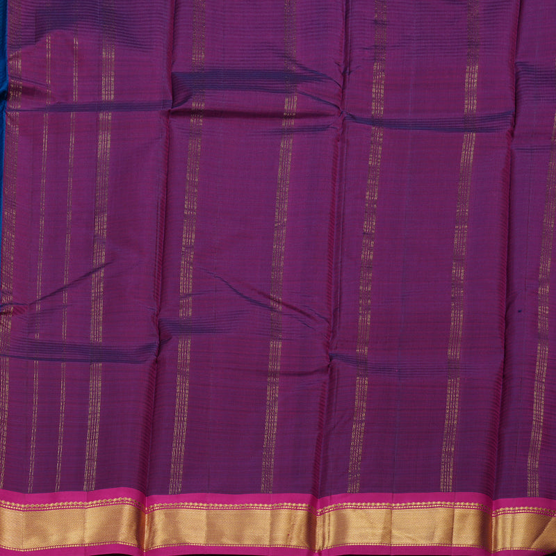 Hayagrivas Blue Handloom Kanjivaram Silk Saree with Purple Border BBD842I1-22