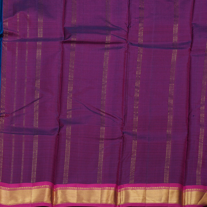 Hayagrivas Blue Handloom Kanjivaram Silk Saree with Purple Border BBD842I1-22