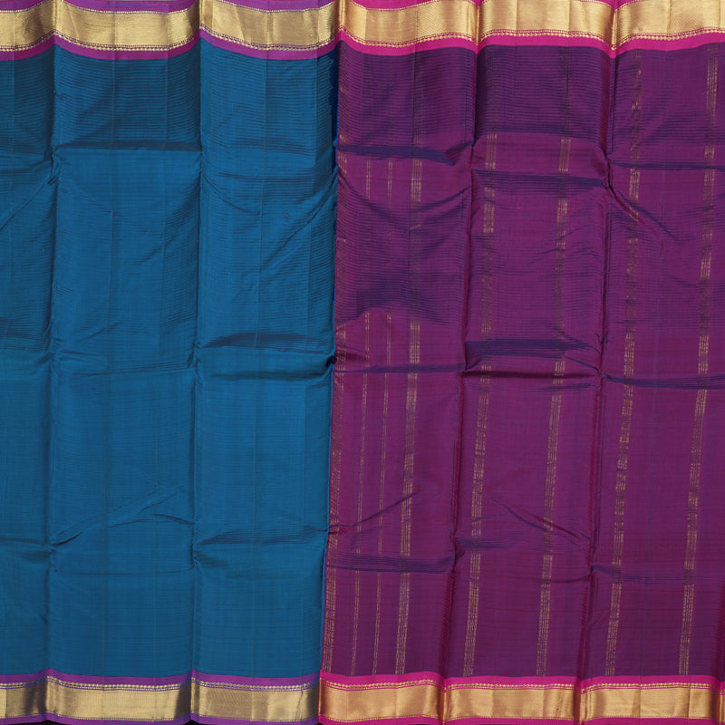 Hayagrivas Blue Handloom Kanjivaram Silk Saree with Purple Border BBD842I1-22