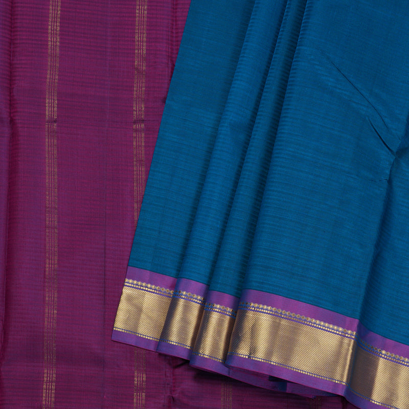 Hayagrivas Blue Handloom Kanjivaram Silk Saree with Purple Border BBD842I1-22