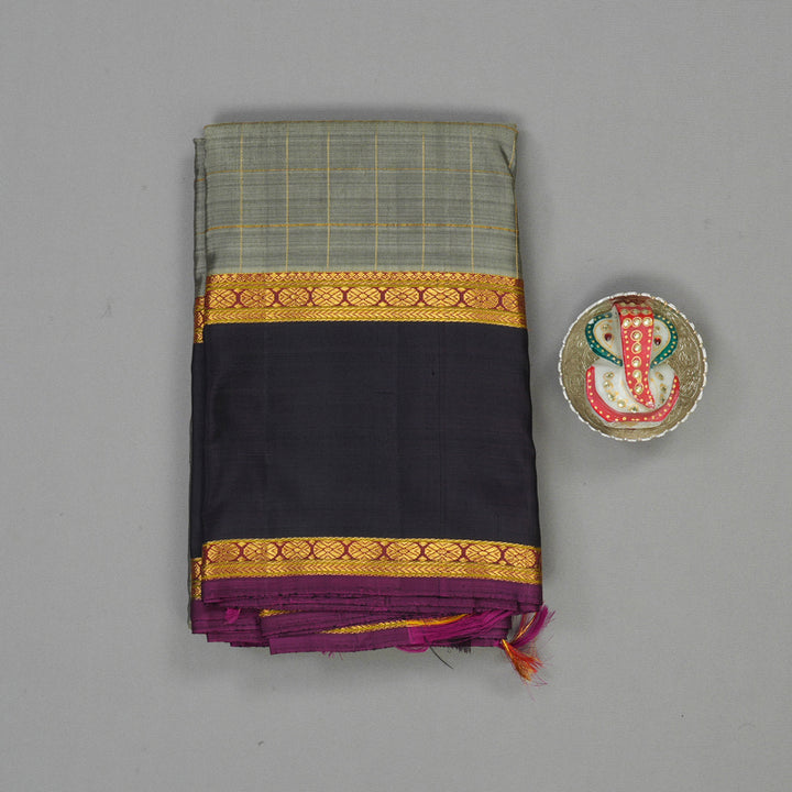 Hayagrivas Handloom Elephant Grey Kanjivaram Silk Saree with Deep Nagapazham Border BBD848I2-1