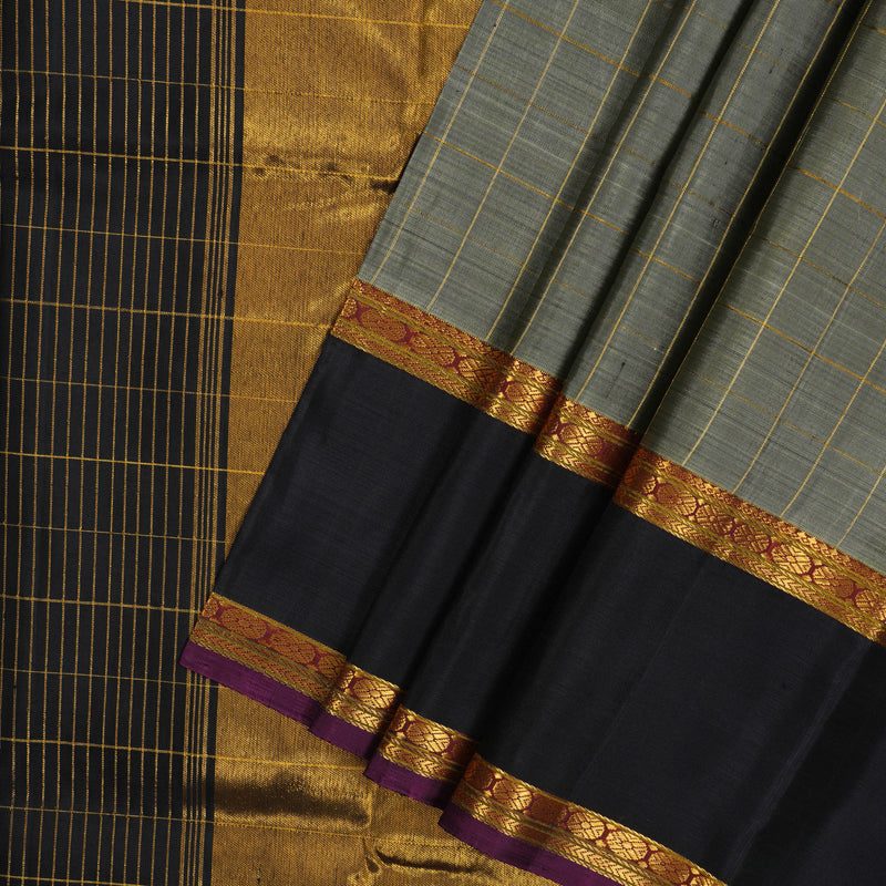 Hayagrivas Handloom Elephant Grey Kanjivaram Silk Saree with Deep Nagapazham Border BBD848I2-1
