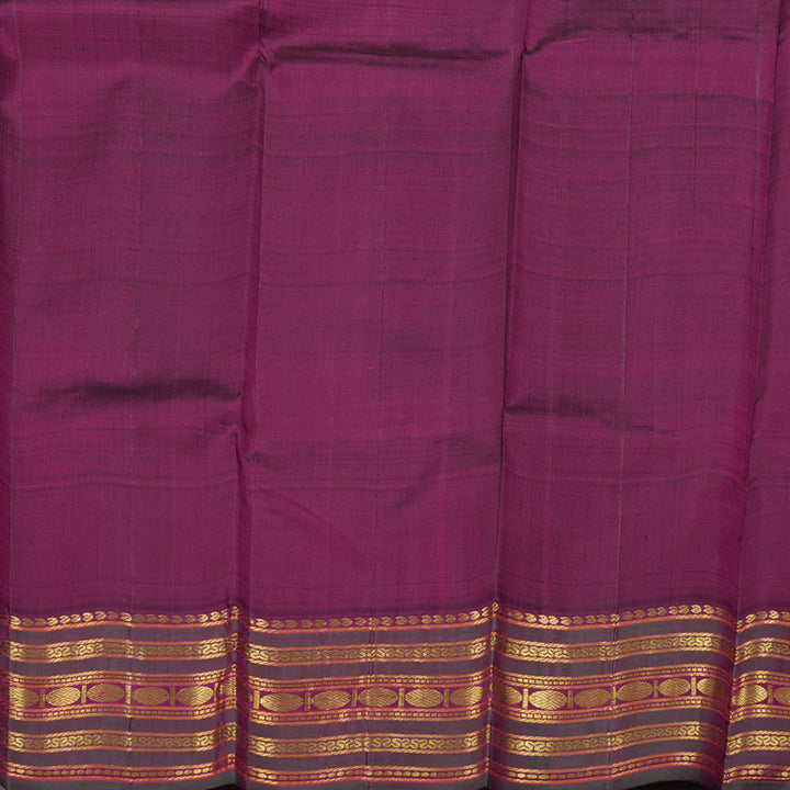 Hayagrivas Mustard Kanjivaram Silk Saree with Purple Border BBD84D8-1