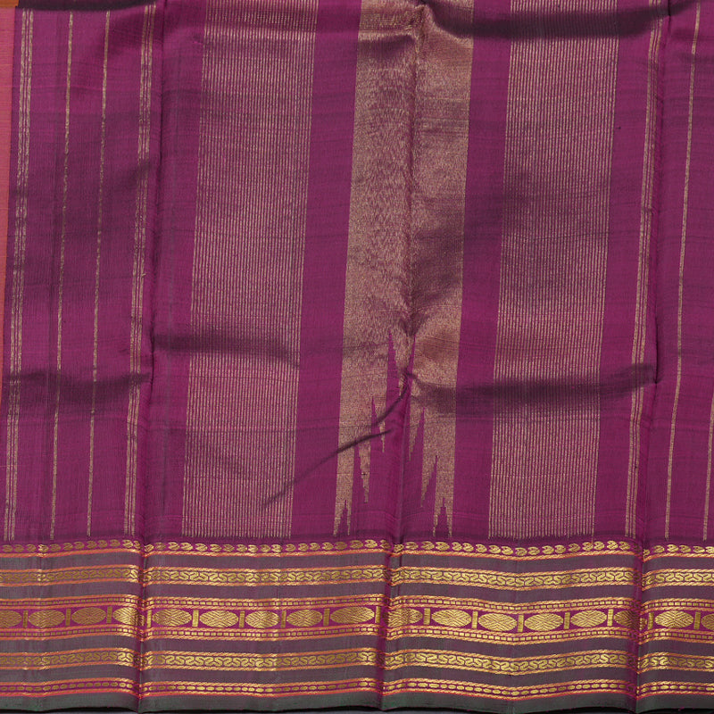 Hayagrivas Mustard Kanjivaram Silk Saree with Purple Border BBD84D8-1