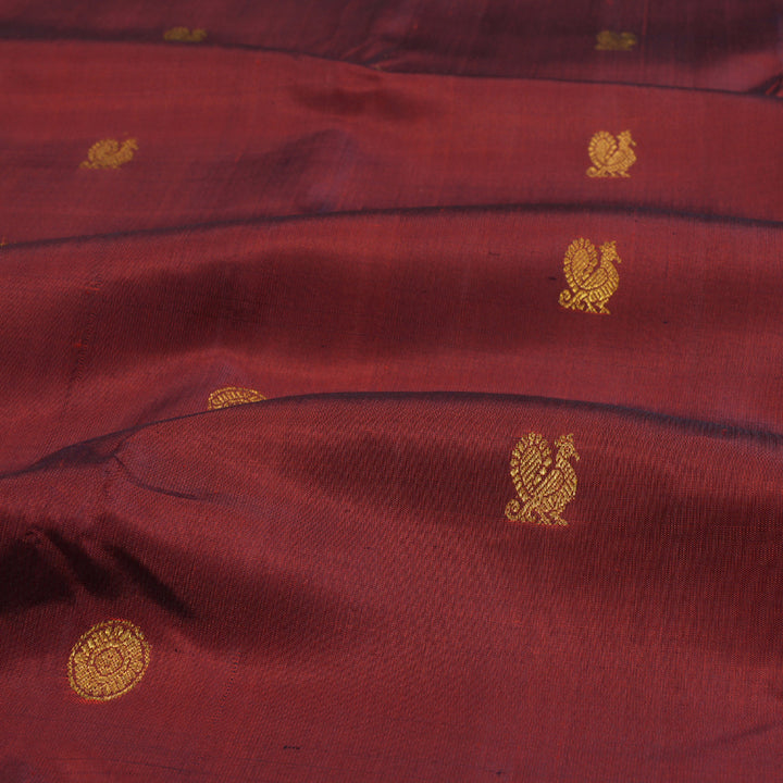 Hayagrivas Handloom Wine Maroon With Grey Kanjivaram Silk Saree BBD852I3-1