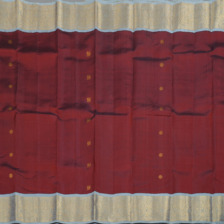 Hayagrivas Handloom Wine Maroon With Grey Kanjivaram Silk Saree BBD852I3-1