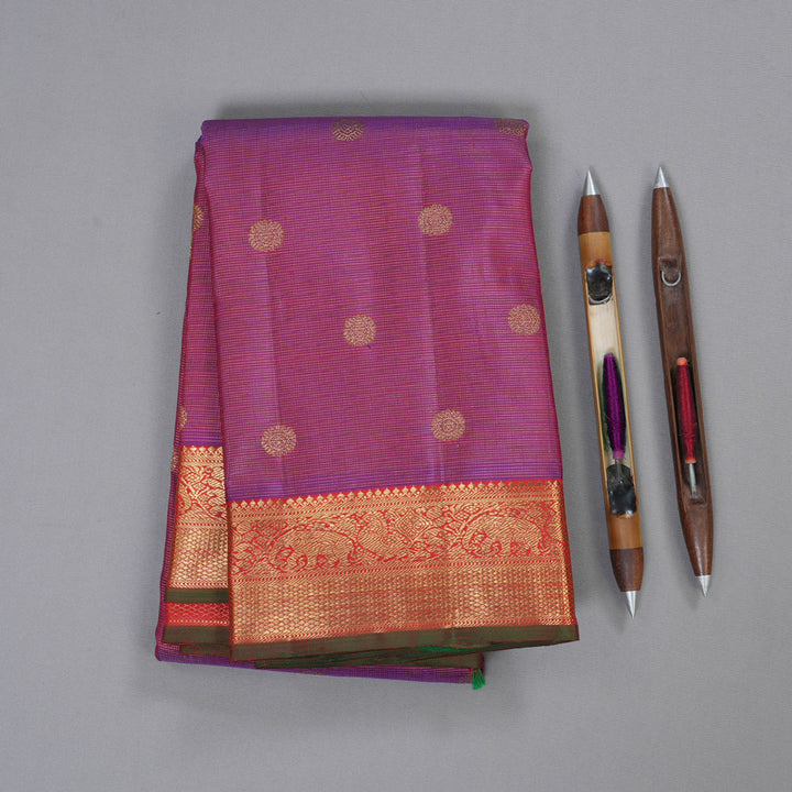 Hayagrivas Purple Vairaoosi Kanjivaram Silk Saree with Red Border BBD855I2-1