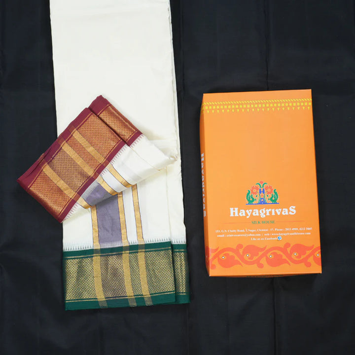 Hayagrivas Handloom 10*6 Pure Silk Dhoti 10 Kan KBE611F4-1