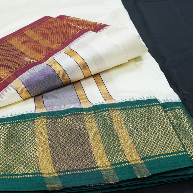 Hayagrivas Handloom 10*6 Pure Silk Dhoti 10 Kan KBE611F4-1