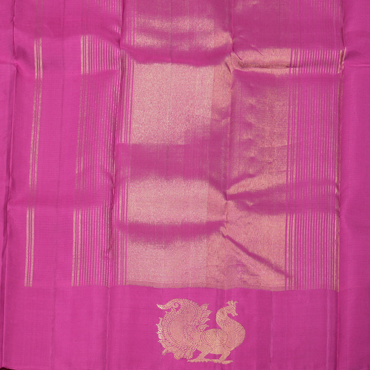 Hayagrivas Handloom Kanjivaram Silk Saree in Vibrant Green with Yellow Muted Checks BBD858I1-5