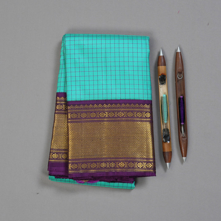 Hayagrivas Handloom Kanjivaram Silk Saree in Serene Sky Blue BBD858I4-1