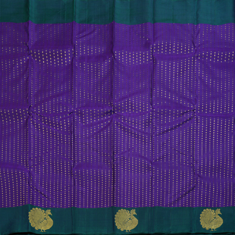Hayagrivas Purplish Blue Handloom Kanjivaram Silk Saree with Peacock Blue Border BBD866I1-1