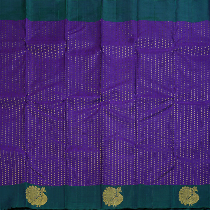 Hayagrivas Purplish Blue Handloom Kanjivaram Silk Saree with Peacock Blue Border BBD866I1-1