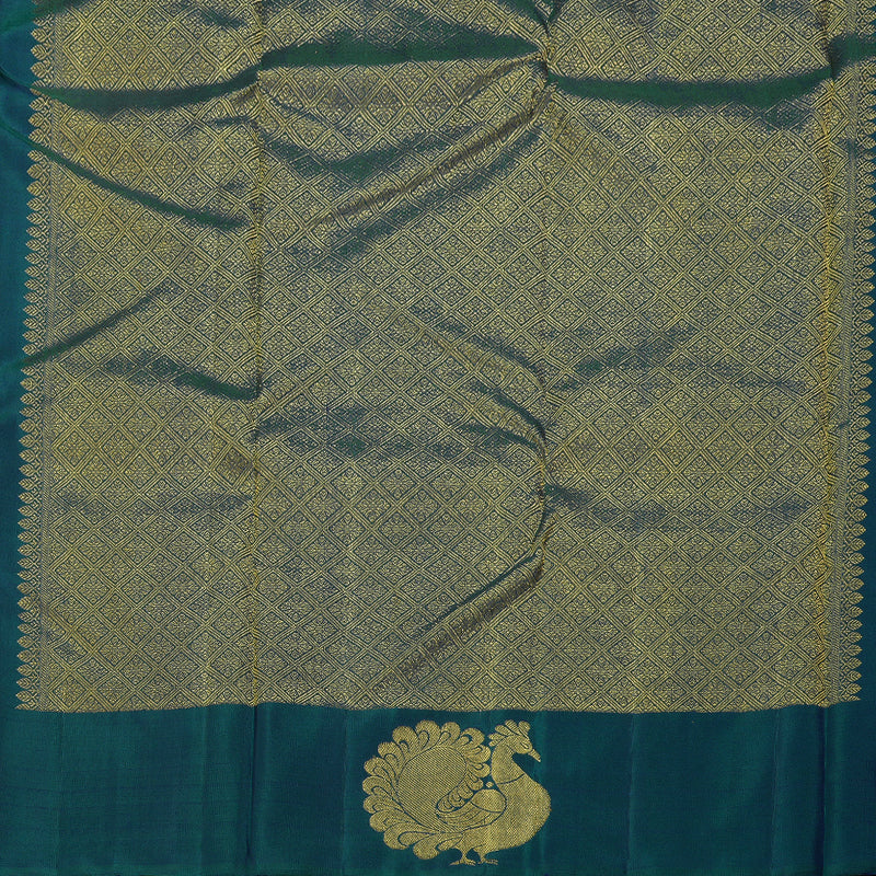 Hayagrivas Purplish Blue Handloom Kanjivaram Silk Saree with Peacock Blue Border BBD866I1-1