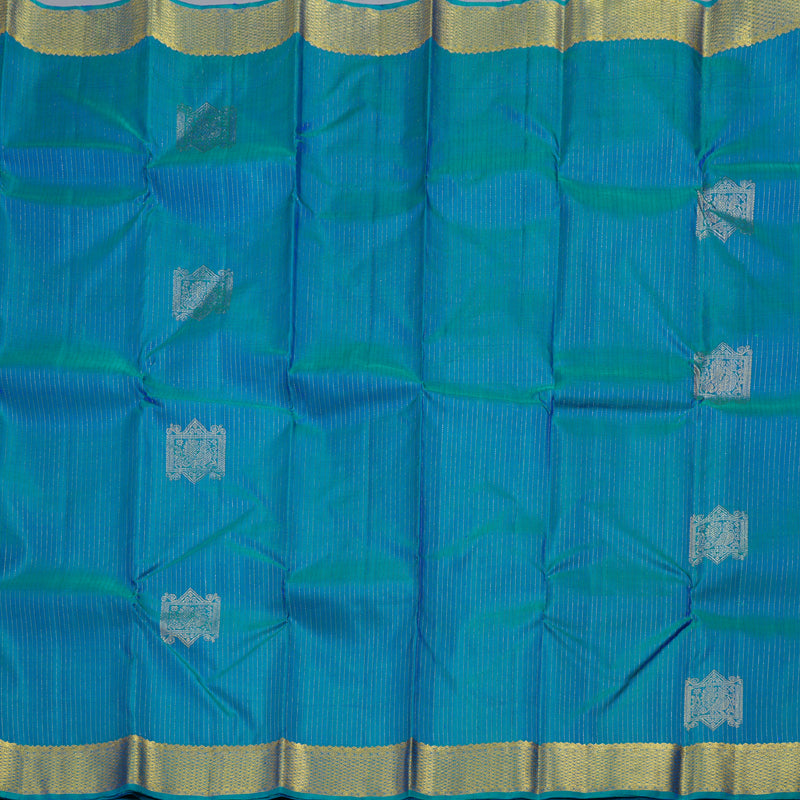 Hayagrivas Peacock Blue Handloom Kanjivaram Silk Saree BBD866I3-1